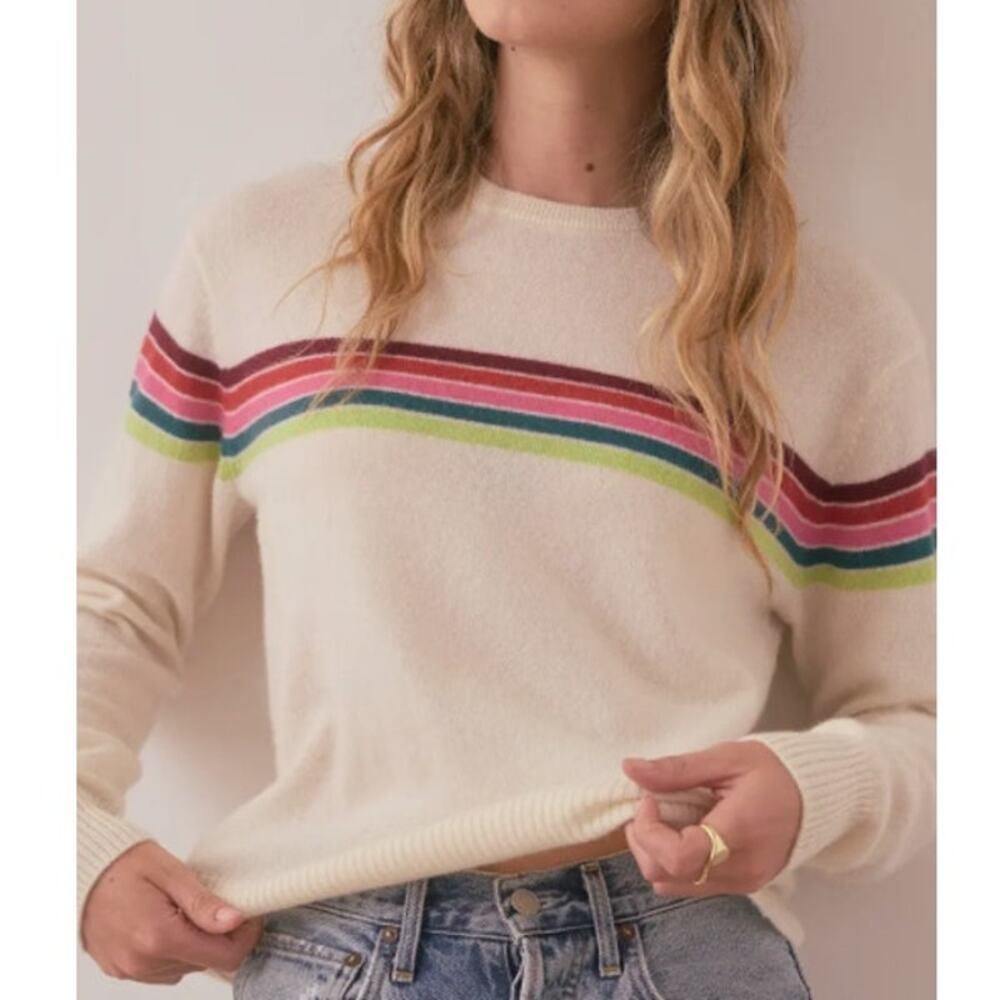 Marine Layer 100% Cashmere Striped Harper Sweater Pullover Cozy Retro Preppy Y2K